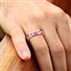 2 - Aaron 0.52 ctw Natural Diamond & Pink Sapphire 5 Stone Men Wedding Band (3 mm) 