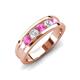 4 - Aaron 0.52 ctw Natural Diamond & Pink Sapphire 5 Stone Men Wedding Band (3 mm) 