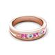 6 - Aaron 0.52 ctw Natural Diamond & Pink Sapphire 5 Stone Men Wedding Band (3 mm) 