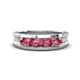 1 - Aaron 0.24 ctw Pink Tourmaline 5 Stone Men Wedding Band (5 mm) 