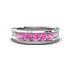 1 - Aaron 0.51 ctw Pink Sapphire 5 Stone Men Wedding Band (5 mm) 