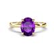 1 - Abena 1.76 ctw Amethyst Oval Shape (9x7 mm) with Prong Studded Side Natural Diamond Solitaire Plus Engagement Ring 