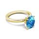 3 - Abena 2.46 ctw Blue Topaz Oval Shape (9x7 mm) with Prong Studded Side Natural Diamond Solitaire Plus Engagement Ring 