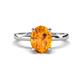 1 - Abena 1.76 ctw Citrine Oval Shape (9x7 mm) with Prong Studded Side Natural Diamond Solitaire Plus Engagement Ring 