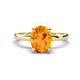 1 - Abena 1.76 ctw Citrine Oval Shape (9x7 mm) with Prong Studded Side Natural Diamond Solitaire Plus Engagement Ring 
