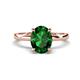1 - Abena 1.71 ctw Created Emerald Oval Shape (9x7 mm) with Prong Studded Side Natural Diamond Solitaire Plus Engagement Ring 
