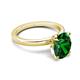 3 - Abena 1.71 ctw Created Emerald Oval Shape (9x7 mm) with Prong Studded Side Natural Diamond Solitaire Plus Engagement Ring 