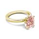 3 - Abena 1.67 ctw Morganite Oval Shape (9x7 mm) with Prong Studded Side Natural Diamond Solitaire Plus Engagement Ring 