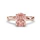 1 - Abena 1.67 ctw Morganite Oval Shape (9x7 mm) with Prong Studded Side Natural Diamond Solitaire Plus Engagement Ring 