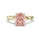 1 - Abena 1.67 ctw Morganite Oval Shape (9x7 mm) with Prong Studded Side Natural Diamond Solitaire Plus Engagement Ring 