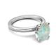 3 - Abena 1.38 ctw Opal Oval Shape (9x7 mm) with Prong Studded Side Natural Diamond Solitaire Plus Engagement Ring 
