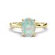 1 - Abena 1.38 ctw Opal Oval Shape (9x7 mm) with Prong Studded Side Natural Diamond Solitaire Plus Engagement Ring 