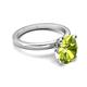 3 - Abena 2.06 ctw Peridot Oval Shape (9x7 mm) with Prong Studded Side Natural Diamond Solitaire Plus Engagement Ring 