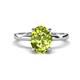 1 - Abena 2.06 ctw Peridot Oval Shape (9x7 mm) with Prong Studded Side Natural Diamond Solitaire Plus Engagement Ring 