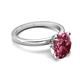 3 - Abena 2.16 ctw Pink Tourmaline Oval Shape (9x7 mm) with Prong Studded Side Natural Diamond Solitaire Plus Engagement Ring 
