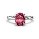 1 - Abena 2.16 ctw Pink Tourmaline Oval Shape (9x7 mm) with Prong Studded Side Natural Diamond Solitaire Plus Engagement Ring 