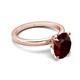 3 - Abena 2.26 ctw Red Garnet Oval Shape (9x7 mm) with Prong Studded Side Natural Diamond Solitaire Plus Engagement Ring 