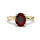1 - Abena 2.26 ctw Red Garnet Oval Shape (9x7 mm) with Prong Studded Side Natural Diamond Solitaire Plus Engagement Ring 