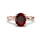 1 - Abena 2.26 ctw Red Garnet Oval Shape (9x7 mm) with Prong Studded Side Natural Diamond Solitaire Plus Engagement Ring 
