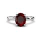 1 - Abena 2.26 ctw Red Garnet Oval Shape (9x7 mm) with Prong Studded Side Natural Diamond Solitaire Plus Engagement Ring 