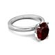 3 - Abena 2.26 ctw Red Garnet Oval Shape (9x7 mm) with Prong Studded Side Natural Diamond Solitaire Plus Engagement Ring 