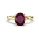 1 - Abena 2.36 ctw Rhodolite Garnet Oval Shape (9x7 mm) with Prong Studded Side Natural Diamond Solitaire Plus Engagement Ring 
