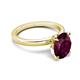 3 - Abena 2.36 ctw Rhodolite Garnet Oval Shape (9x7 mm) with Prong Studded Side Natural Diamond Solitaire Plus Engagement Ring 