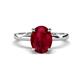 1 - Abena 2.56 ctw Created Ruby Oval Shape (9x7 mm) with Prong Studded Side Natural Diamond Solitaire Plus Engagement Ring 