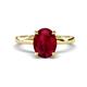 1 - Abena 2.56 ctw Created Ruby Oval Shape (9x7 mm) with Prong Studded Side Natural Diamond Solitaire Plus Engagement Ring 