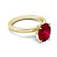 3 - Abena 2.56 ctw Created Ruby Oval Shape (9x7 mm) with Prong Studded Side Natural Diamond Solitaire Plus Engagement Ring 