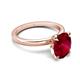 3 - Abena 2.56 ctw Created Ruby Oval Shape (9x7 mm) with Prong Studded Side Natural Diamond Solitaire Plus Engagement Ring 