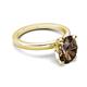 3 - Abena 1.81 ctw Smoky Quartz Oval Shape (9x7 mm) with Prong Studded Side Natural Diamond Solitaire Plus Engagement Ring 