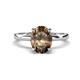 1 - Abena 1.81 ctw Smoky Quartz Oval Shape (9x7 mm) with Prong Studded Side Natural Diamond Solitaire Plus Engagement Ring 