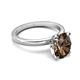 3 - Abena 1.81 ctw Smoky Quartz Oval Shape (9x7 mm) with Prong Studded Side Natural Diamond Solitaire Plus Engagement Ring 