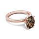 3 - Abena 1.81 ctw Smoky Quartz Oval Shape (9x7 mm) with Prong Studded Side Natural Diamond Solitaire Plus Engagement Ring 