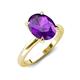 4 - Abena 1.76 ctw Amethyst Oval Shape (9x7 mm) with Prong Studded Side Natural Diamond Solitaire Plus Engagement Ring 