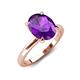 4 - Abena 1.76 ctw Amethyst Oval Shape (9x7 mm) with Prong Studded Side Natural Diamond Solitaire Plus Engagement Ring 