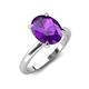 4 - Abena 1.76 ctw Amethyst Oval Shape (9x7 mm) with Prong Studded Side Natural Diamond Solitaire Plus Engagement Ring 