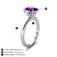 5 - Abena 1.76 ctw Amethyst Oval Shape (9x7 mm) with Prong Studded Side Natural Diamond Solitaire Plus Engagement Ring 