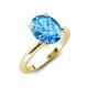 4 - Abena 2.46 ctw Blue Topaz Oval Shape (9x7 mm) with Prong Studded Side Natural Diamond Solitaire Plus Engagement Ring 