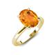 4 - Abena 1.76 ctw Citrine Oval Shape (9x7 mm) with Prong Studded Side Natural Diamond Solitaire Plus Engagement Ring 