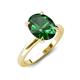 4 - Abena 1.71 ctw Created Emerald Oval Shape (9x7 mm) with Prong Studded Side Natural Diamond Solitaire Plus Engagement Ring 