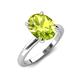4 - Abena 2.06 ctw Peridot Oval Shape (9x7 mm) with Prong Studded Side Natural Diamond Solitaire Plus Engagement Ring 