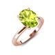 4 - Abena 2.06 ctw Peridot Oval Shape (9x7 mm) with Prong Studded Side Natural Diamond Solitaire Plus Engagement Ring 