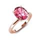 4 - Abena 2.16 ctw Pink Tourmaline Oval Shape (9x7 mm) with Prong Studded Side Natural Diamond Solitaire Plus Engagement Ring 