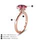 5 - Abena 2.16 ctw Pink Tourmaline Oval Shape (9x7 mm) with Prong Studded Side Natural Diamond Solitaire Plus Engagement Ring 