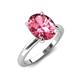 4 - Abena 2.16 ctw Pink Tourmaline Oval Shape (9x7 mm) with Prong Studded Side Natural Diamond Solitaire Plus Engagement Ring 
