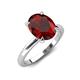 4 - Abena 2.26 ctw Red Garnet Oval Shape (9x7 mm) with Prong Studded Side Natural Diamond Solitaire Plus Engagement Ring 