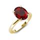 4 - Abena 2.26 ctw Red Garnet Oval Shape (9x7 mm) with Prong Studded Side Natural Diamond Solitaire Plus Engagement Ring 