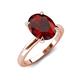 4 - Abena 2.26 ctw Red Garnet Oval Shape (9x7 mm) with Prong Studded Side Natural Diamond Solitaire Plus Engagement Ring 